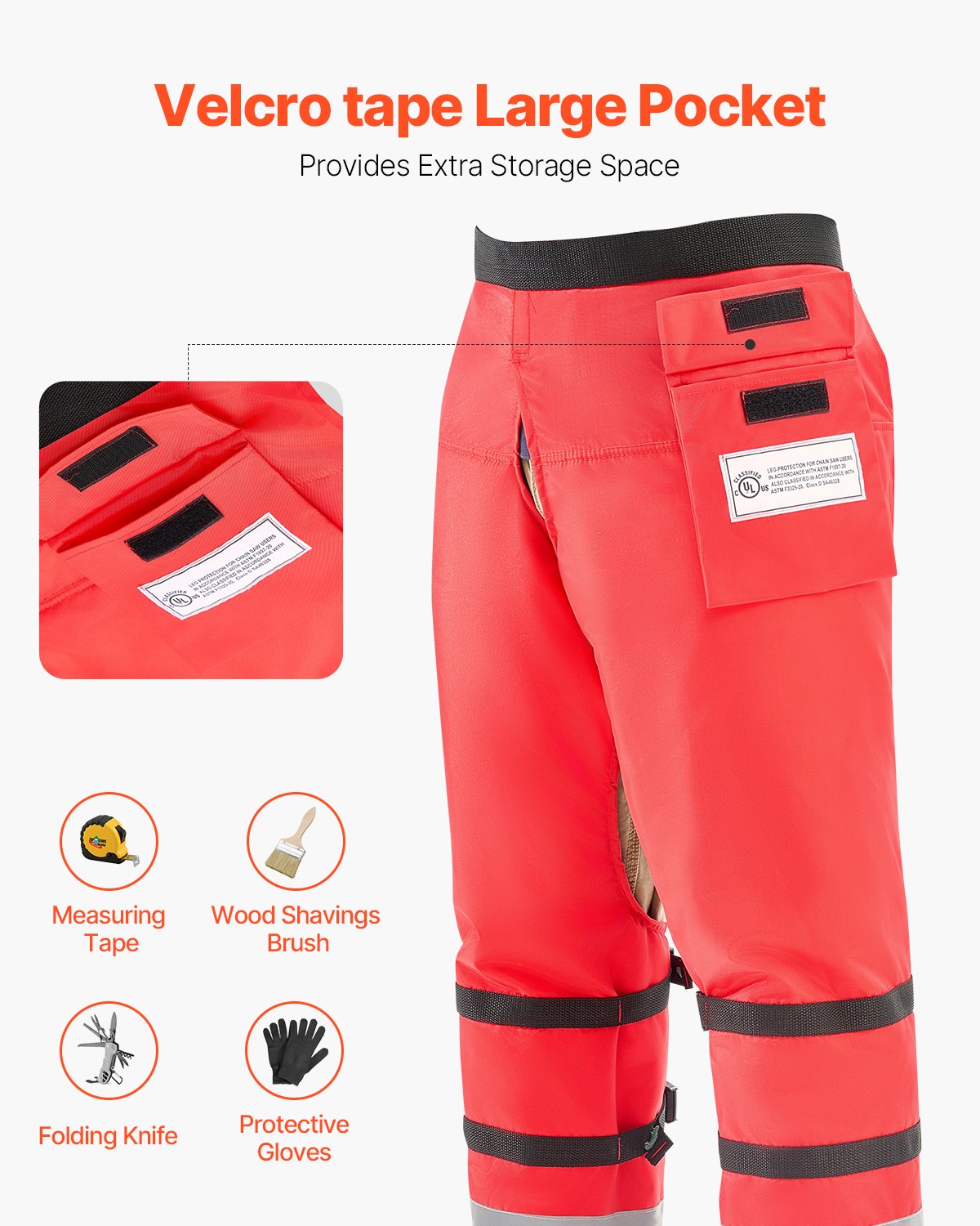 VEVOR Chainsaw Chaps 36.4" Apron Style Chainsaw Safety Chaps Class D Medium