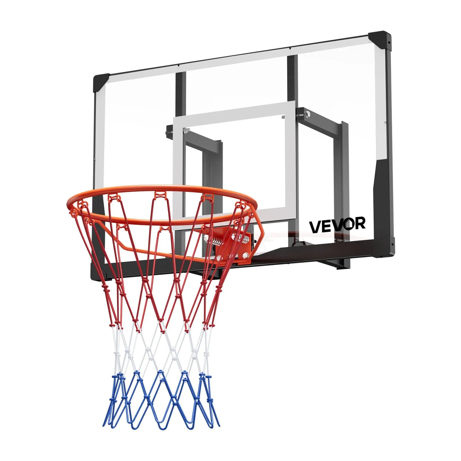 VEVOR Wall Mount Basketball Hoop, 44-inch PC Backboard Mounted Basketball Hoop Outdoor with Solid Steel, 0.08 inch Thickened Backboard, Thickened Woven Nylon Basketballs Net, Indoor & Outdoor Use