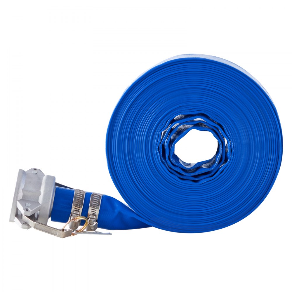 Backwash Hose 1.5 in x 50 ft Blue High Quality Hose Complete Fittings