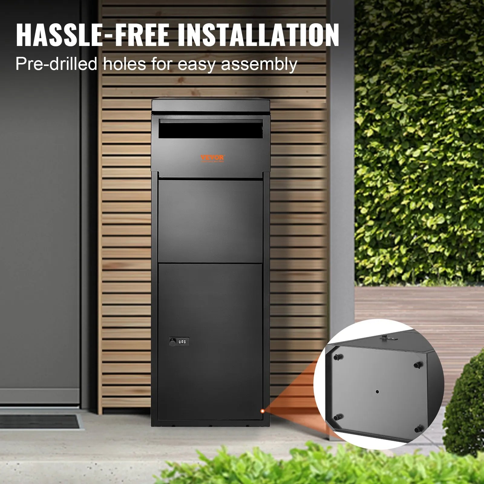 VEVOR Package Delivery Boxes for Outside 13.9"x11.6"x42", Galvanized Steel Delivery Box for Packages With Coded Lock, Anti-theft Baffle, IPX3 Waterproof Package Drop Box for Outside, Porch, Curbside