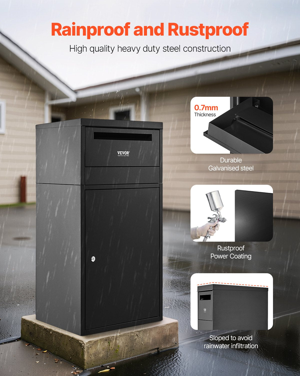 VEVOR Package Delivery Boxes for Outside 35.8 in Lockable Parcel Drop Box