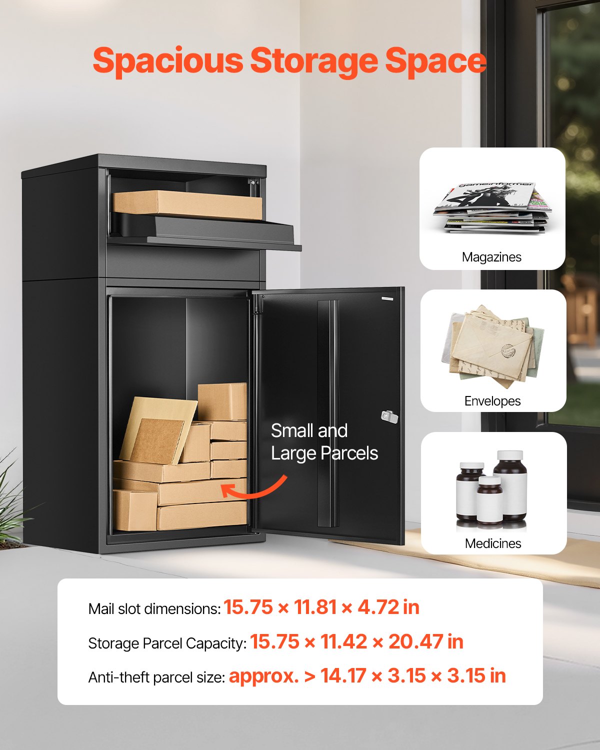 VEVOR Package Delivery Boxes for Outside 35.8 in Lockable Parcel Drop Box