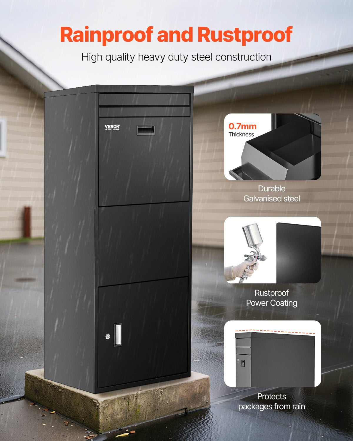 VEVOR Package Delivery Boxes for Outside 47.2 in Lockable Parcel Drop Box