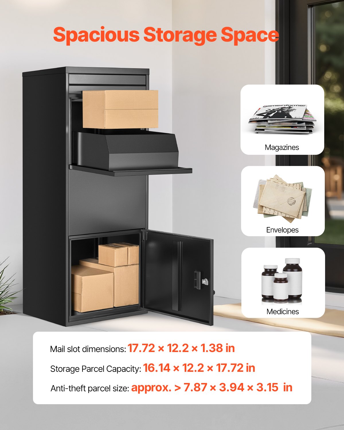 VEVOR Package Delivery Boxes for Outside 47.2 in Lockable Parcel Drop Box