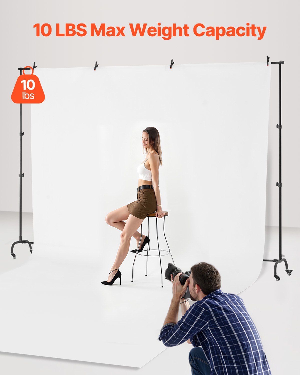 VEVOR Backdrop Stand Movable Stand Kit 7 x 10 ft for Party & Photo Video Studio