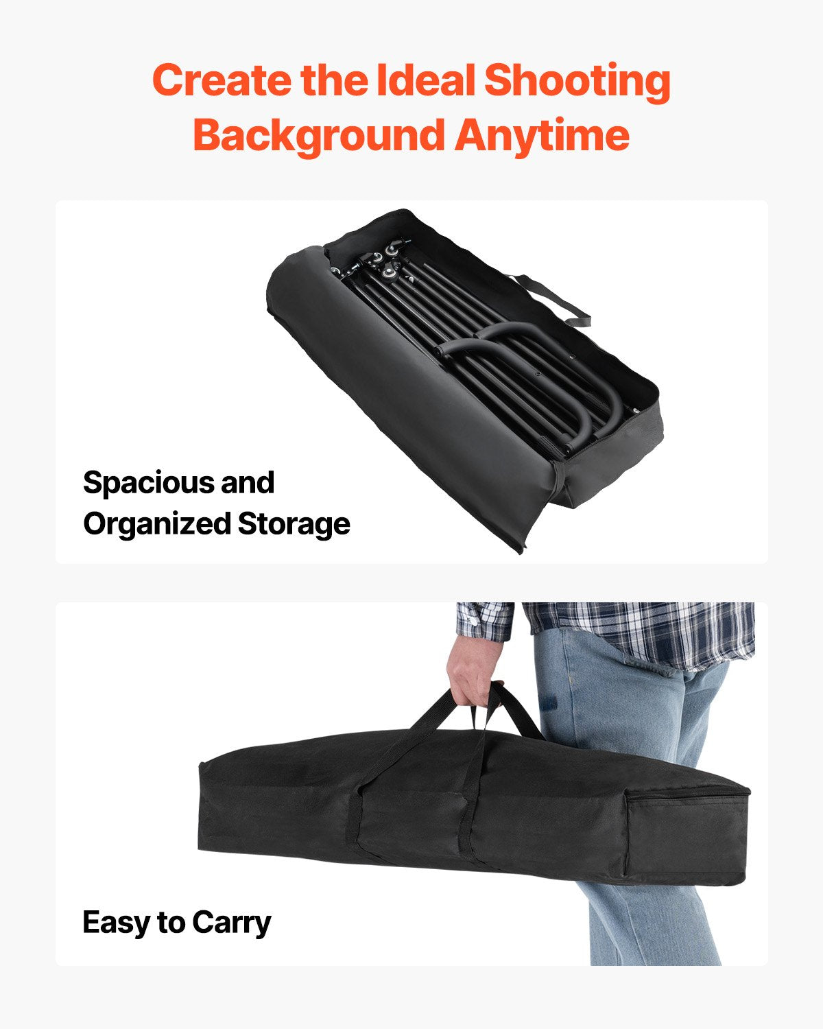 VEVOR Backdrop Stand Movable Stand Kit 7 x 10 ft for Party & Photo Video Studio