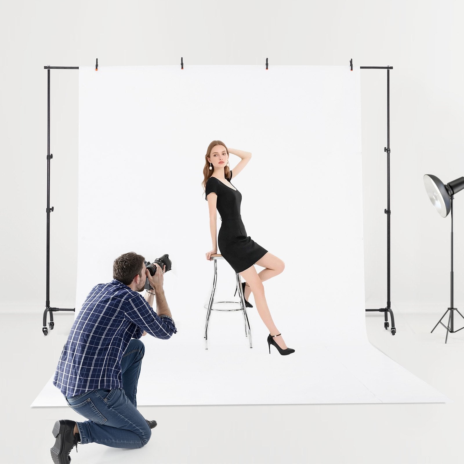 VEVOR Backdrop Stand Movable Stand Kit 7 x 10 ft for Party & Photo Video Studio