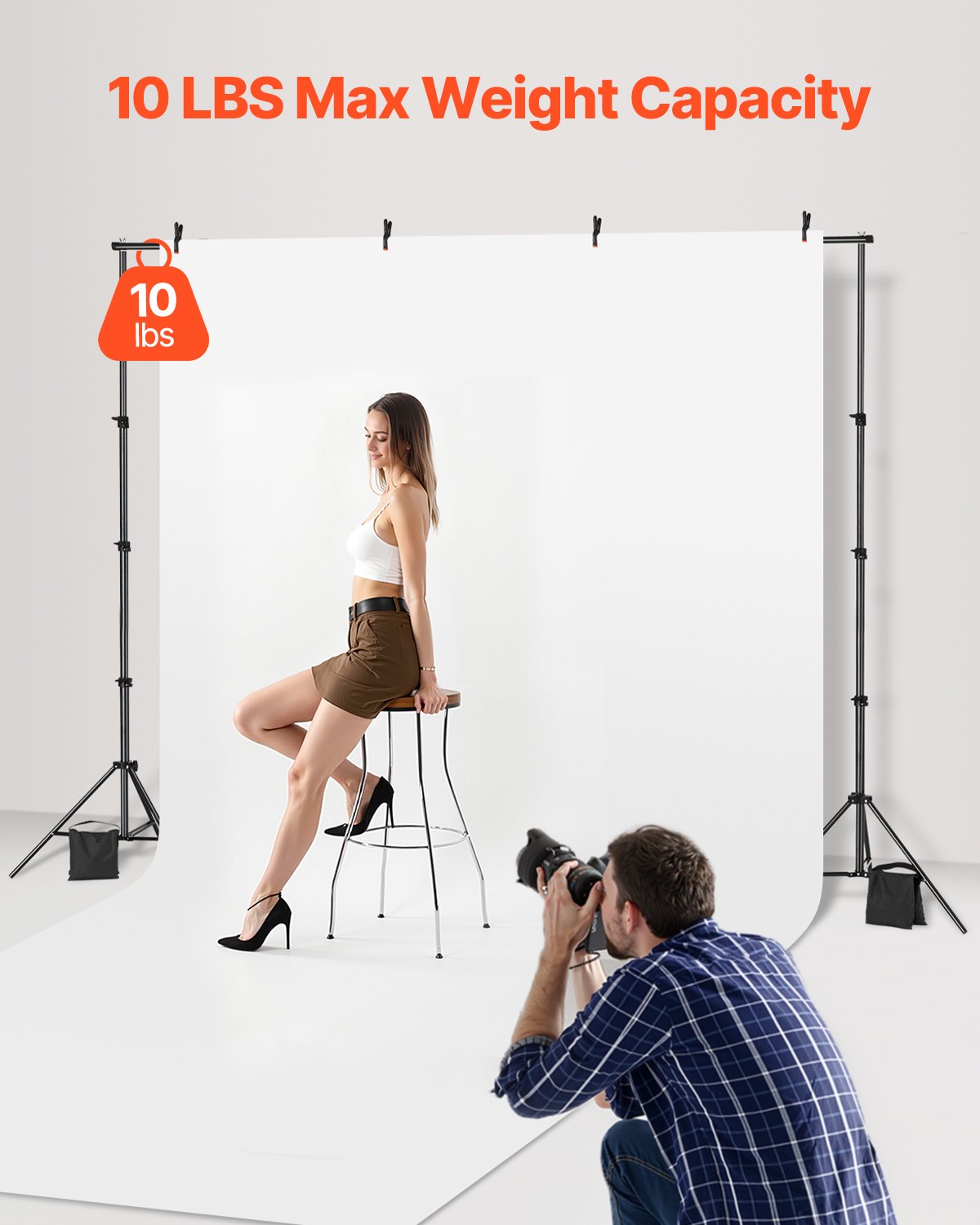VEVOR Backdrop Stand Background Stand Kit 7 x 10 ft for Party & Photo Studio