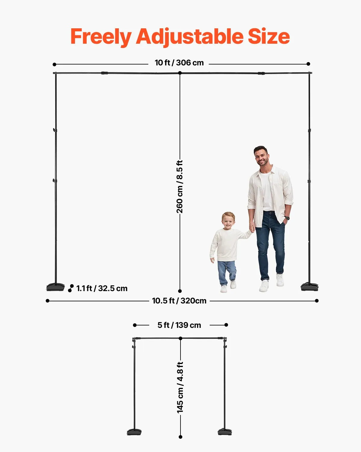 VEVOR Backdrop Stand Background Stand Kit 8.5 x 10 ft for Party & Photo Studio