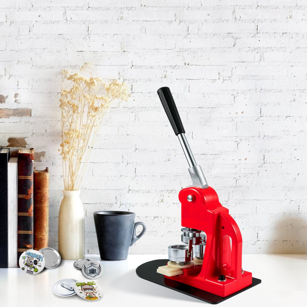 VEVOR Button Maker Machine, 32 mm (1.25 inch) Badge Punch Press Kit, Children DIY Gifts Pin Maker, Button Making Supplies with 500pcs Button Parts & Circle Cutter & Magic Book