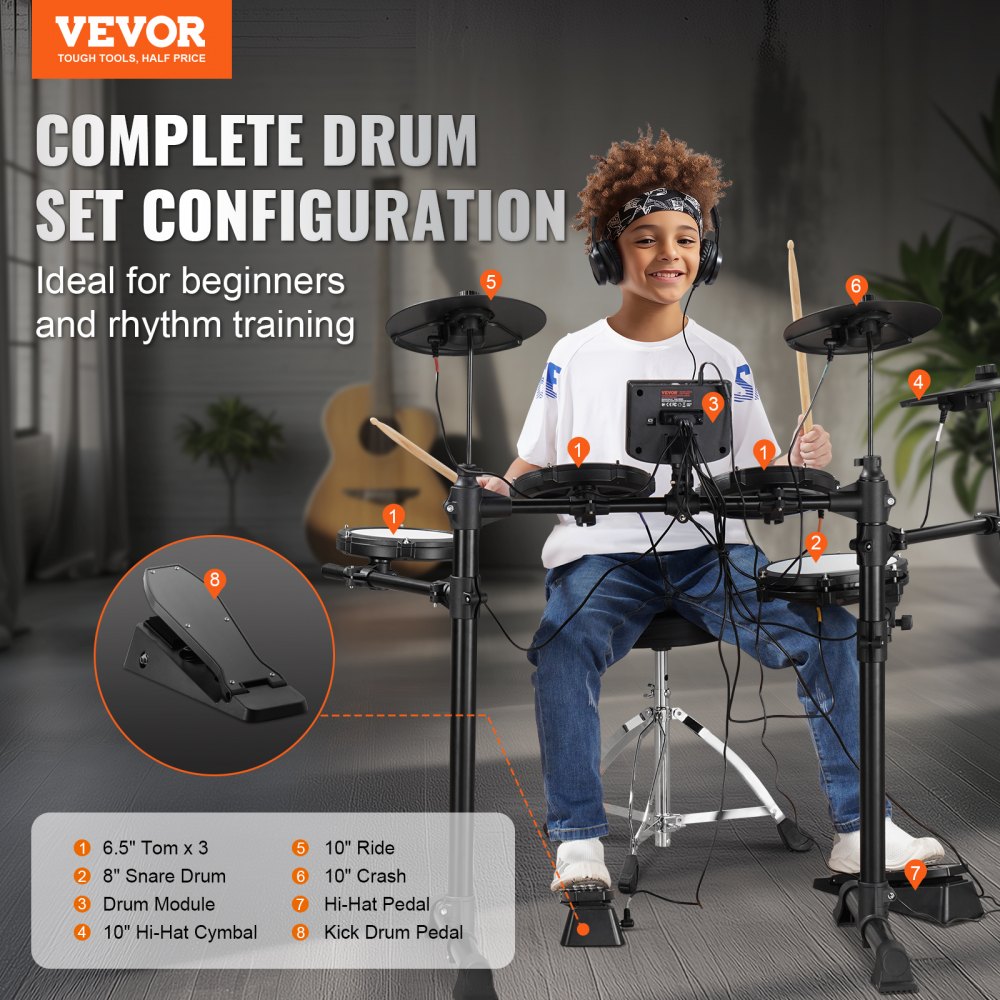 VEVOR Electric Drum Set Electronic Drum Kit 150 Sounds for Beginners & Adults