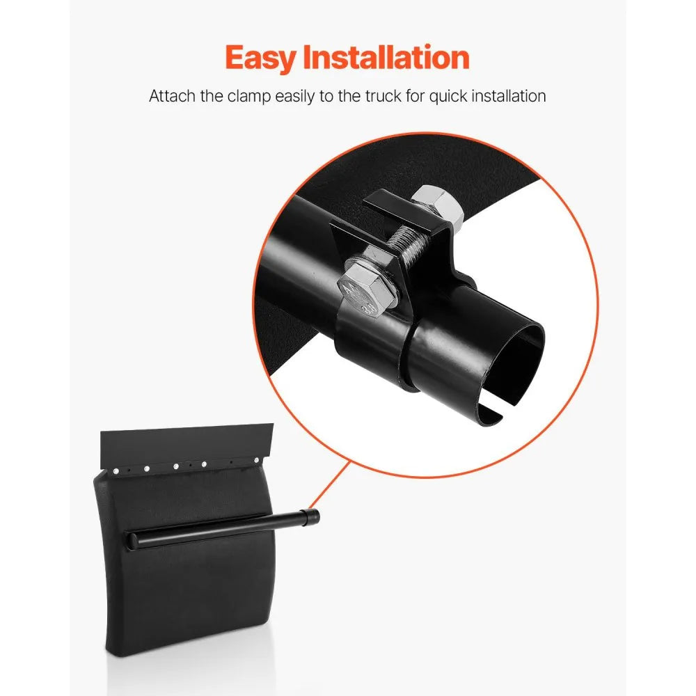 24" x 24" Semi Truck Quarter Fender Set with Tube Brackets & Mounting Hardware, Black (Pair) Collection