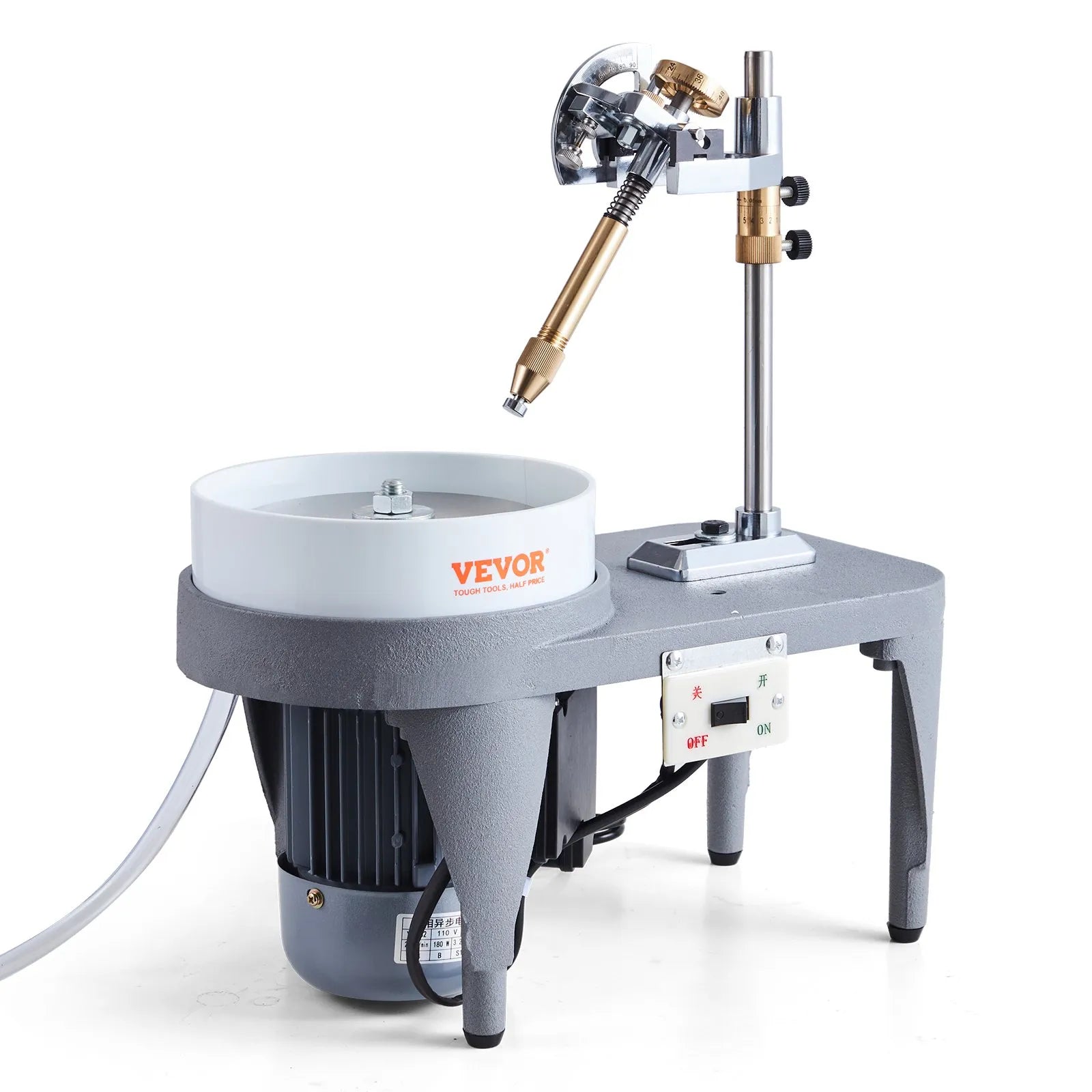VEVOR Gem Faceting Machine, 2800RPM Jade Grinding Polishing Machine, 110V 180W Rock Polisher Jewel Angle Polisher, with Faceted Manipulator and 1 Bag of Triangle Abrasive for Jewelry Polisher