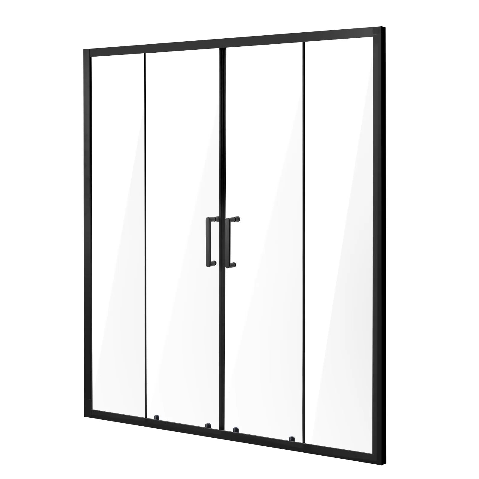 Semi-Frameless Sliding Shower Door 57.8–59" W x 70" H, 6mm Clear Tempered Glass, Matte Black Stainless Steel Hardware