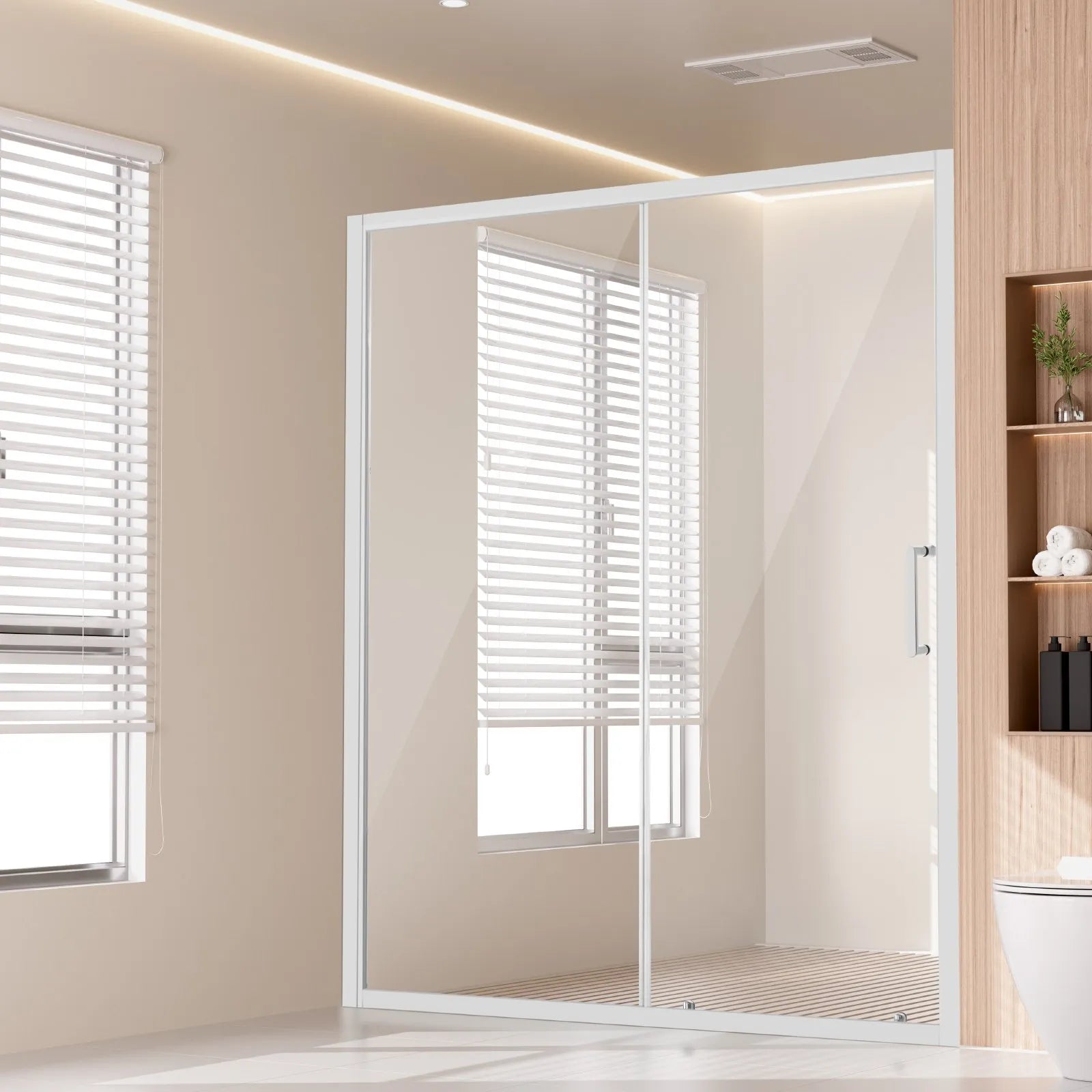 VEVOR Semi-frameless Shower Door 57.7-59x70in SGCC Tempered Glass 1/4in Chrome