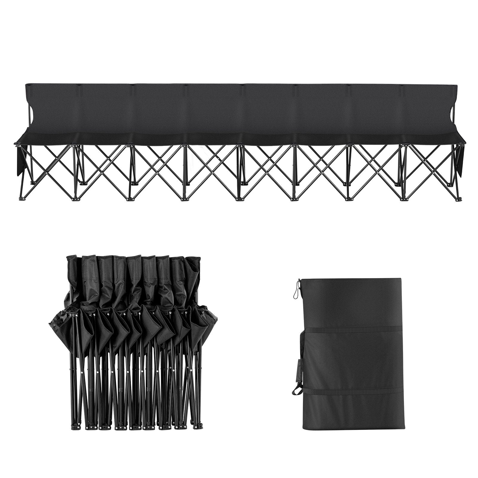 VEVOR 8 Seat Portable Folding Sport Bench Outdoor Camping Chair with Carry Bag