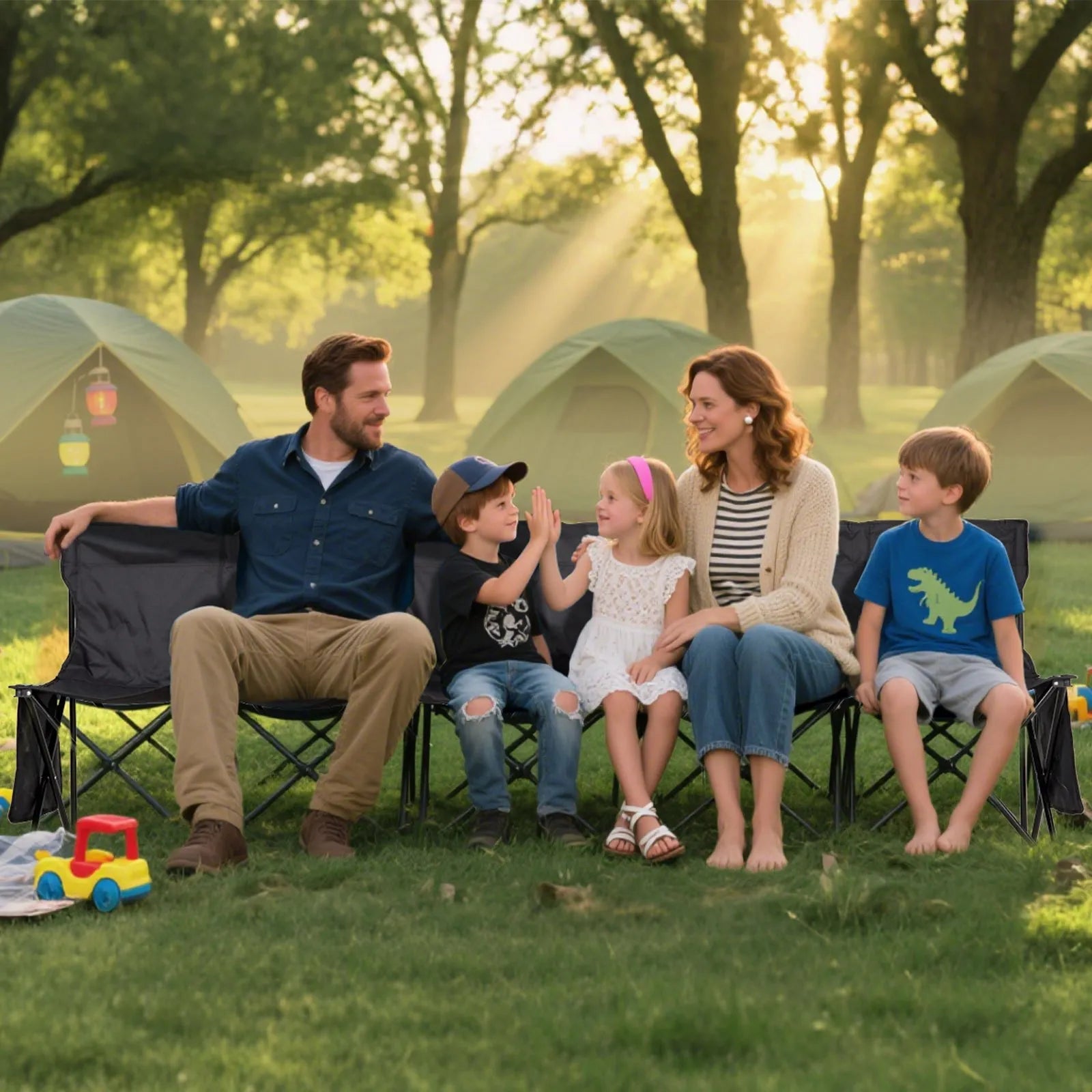 VEVOR Portable Folding Bench, 6 Seat Soccer Bench with Multiple Storage Pockets & Carrying Bag, Lightweight Sideline Seating with Back Rest for Football, Baseball, Camping, Outdoor Events, Black