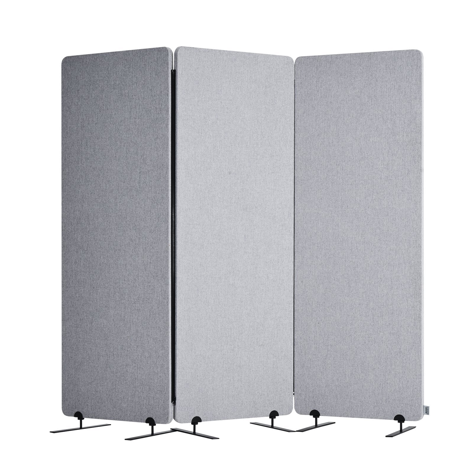 VEVOR 2FT Room Divider 3 Panels PET Polyester Soundproof Privacy Screen Grey