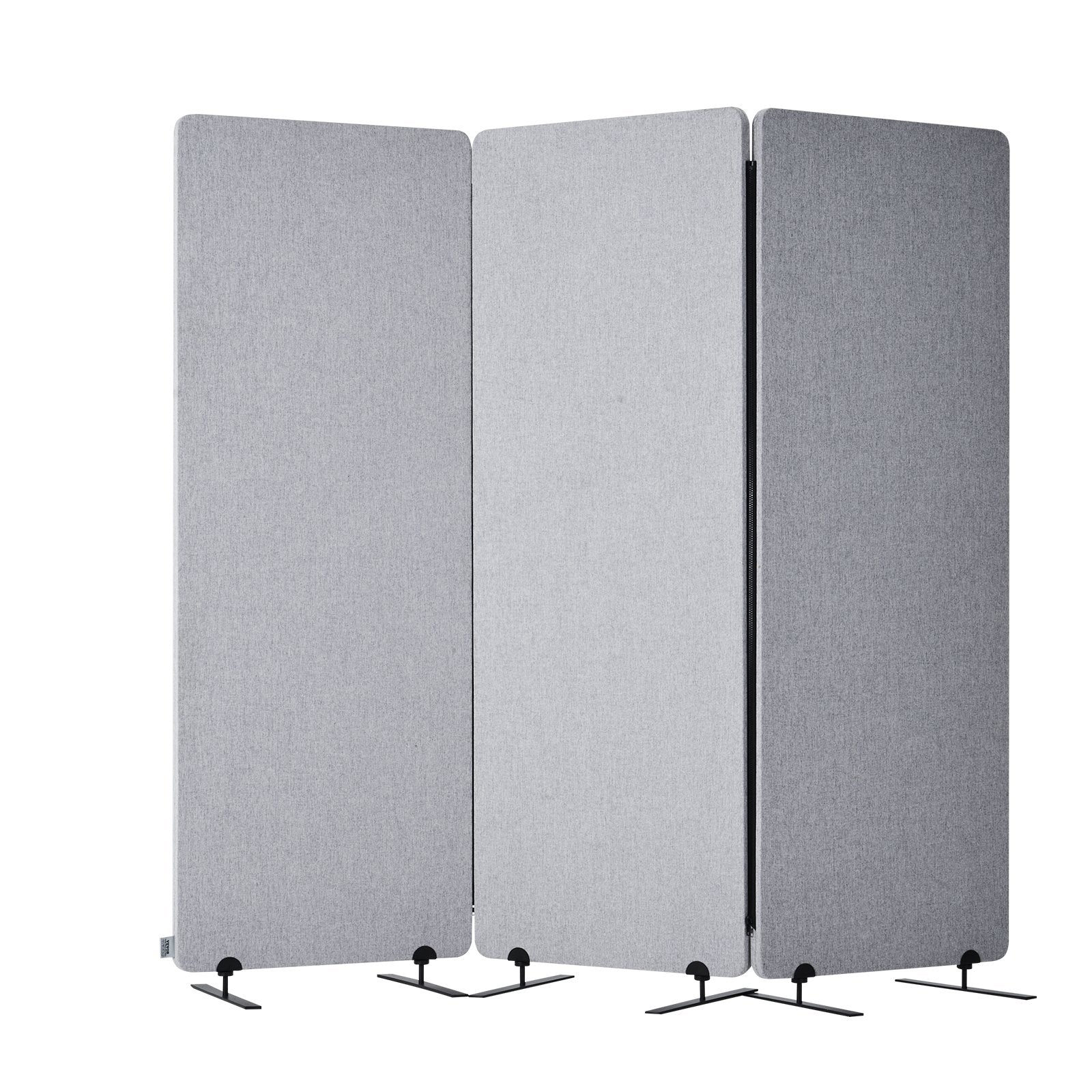 VEVOR 2FT Room Divider 3 Panels PET Polyester Soundproof Privacy Screen Grey
