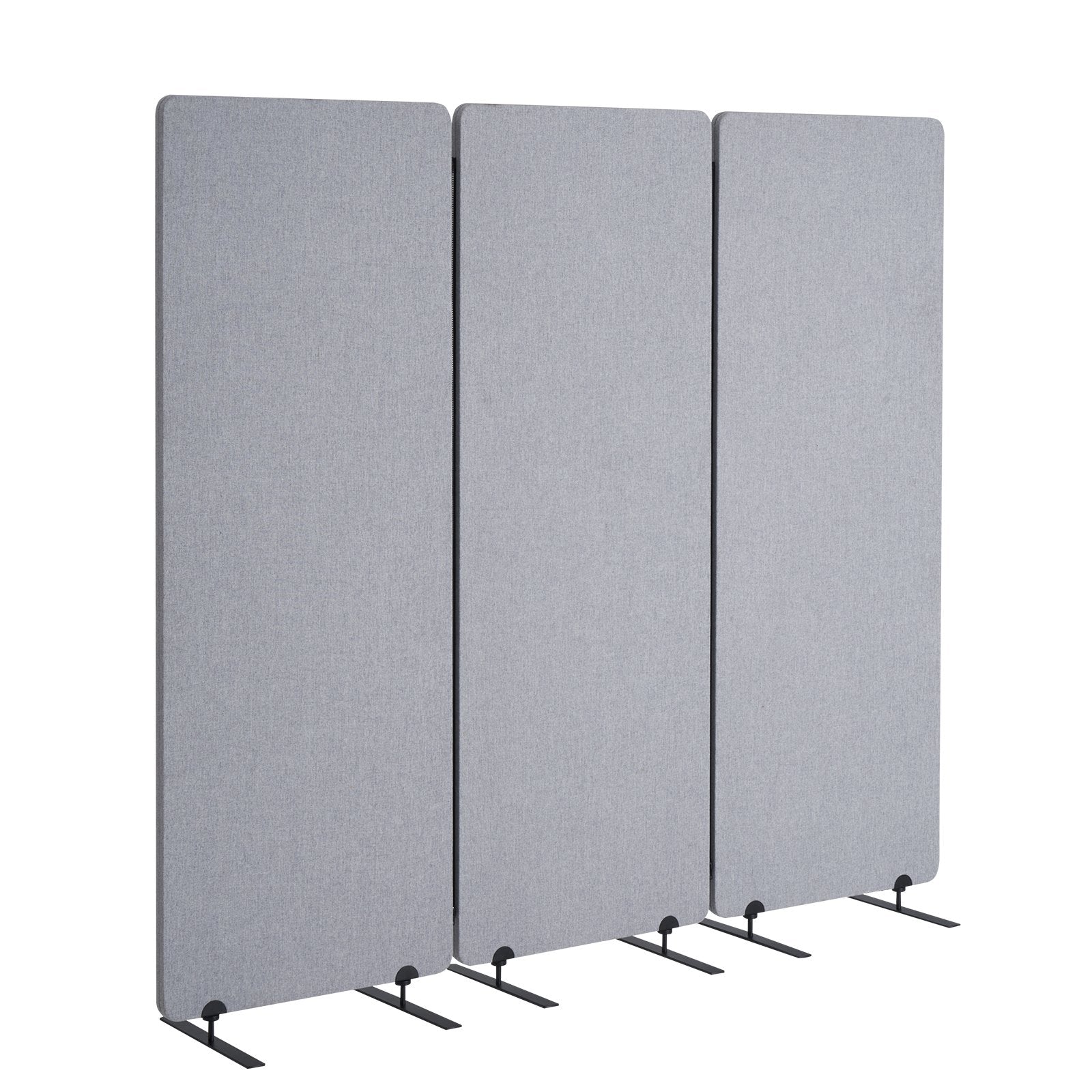 VEVOR 2FT Room Divider 3 Panels PET Polyester Soundproof Privacy Screen Grey