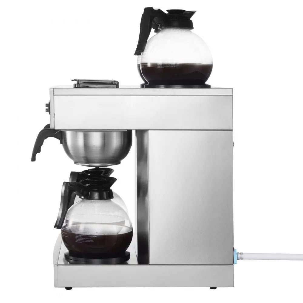 VEVOR Commercial Drip Coffee Maker, 24 Cups Coffee-Maker Machine with 4 Glass Carafes and 4 Decanter Warmer Plates, Stainless Steel Dual-Head Coffee Brewer, for Restaurant, Office, Coffee Shop & Home