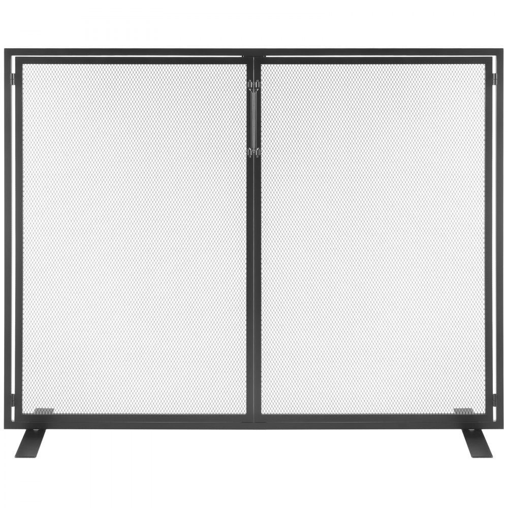 VEVOR Fireplace Screen 1 Panel with Door, Sturdy Iron Mesh Fireplace Screen, 38.98"(L) x30.7"(H) Spark Guard Cover, Simple Installation, Free Standing Fire Fence Grate for Living Room Home Decor Moder
