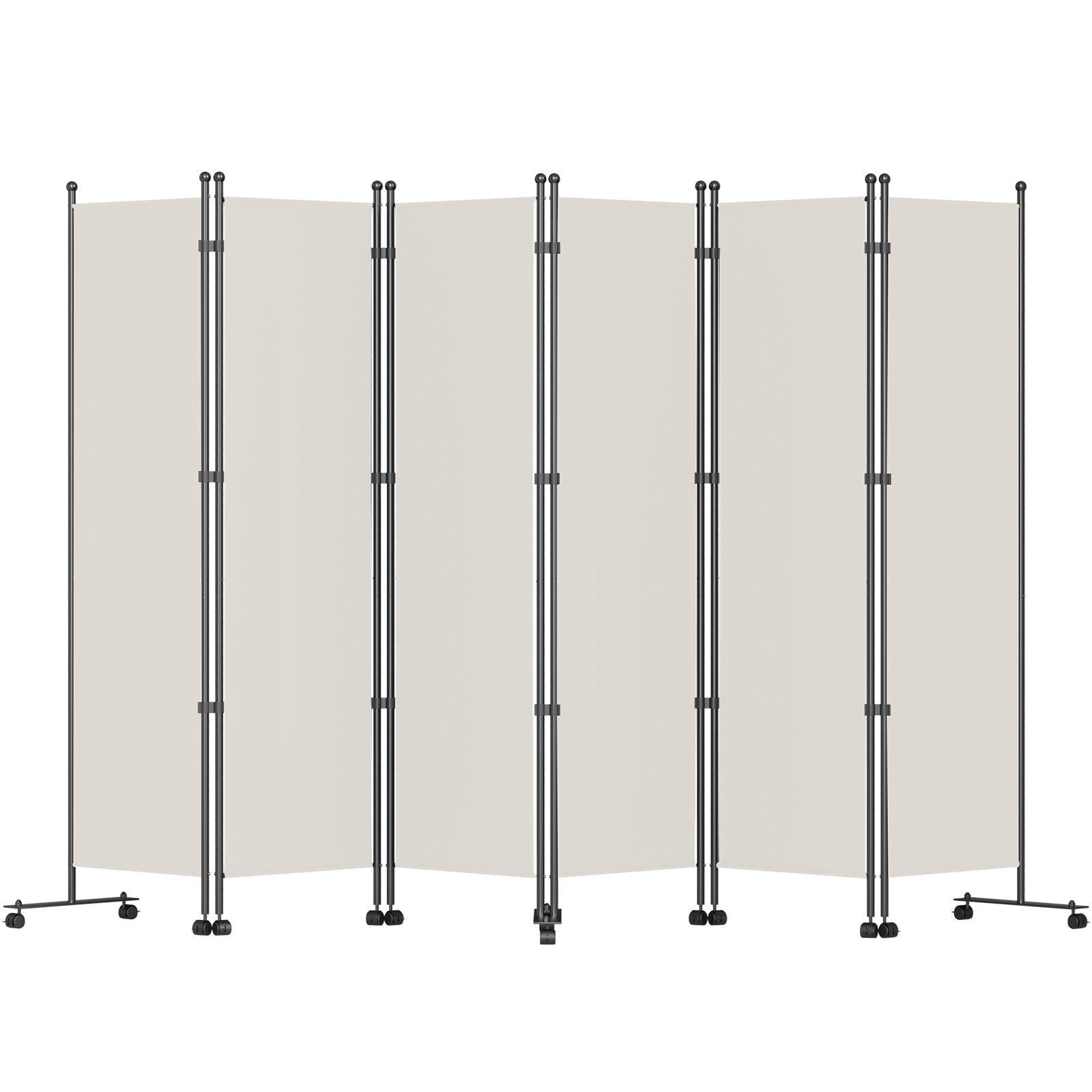 VEVOR 6 Panel Room Divider, 6 FT Tall, Freestanding & Folding Privacy Screen w/ Swivel Casters & Aluminum Alloy Frame, Oxford Bag Included, Room Partition for Office Home, 121" W x 14" D x 73"H, White
