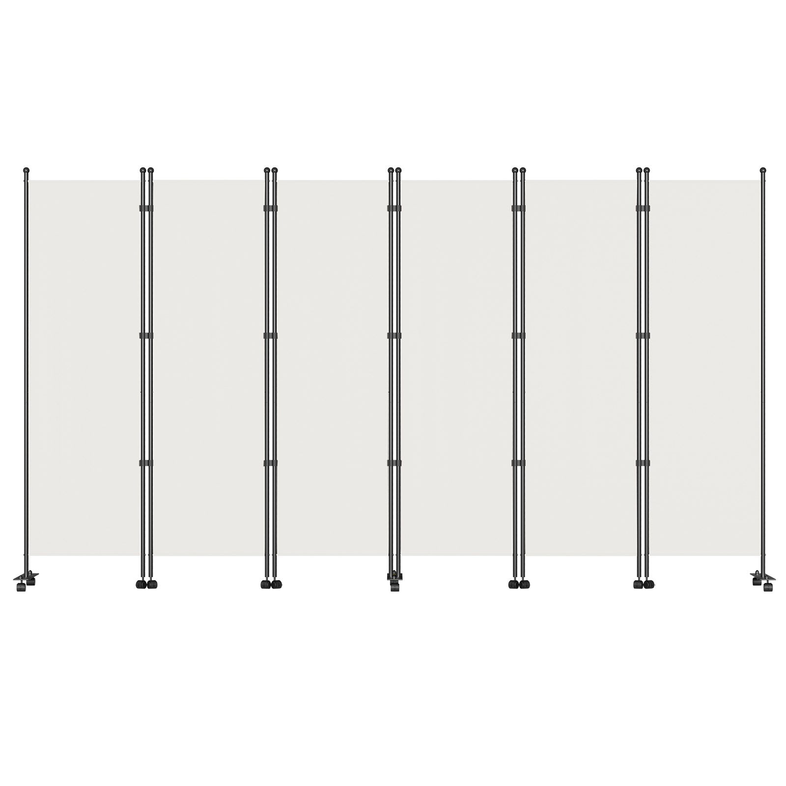 VEVOR 6 Panel Room Divider, 6 FT Tall, Freestanding & Folding Privacy Screen w/ Swivel Casters & Aluminum Alloy Frame, Oxford Bag Included, Room Partition for Office Home, 121" W x 14" D x 73"H, White