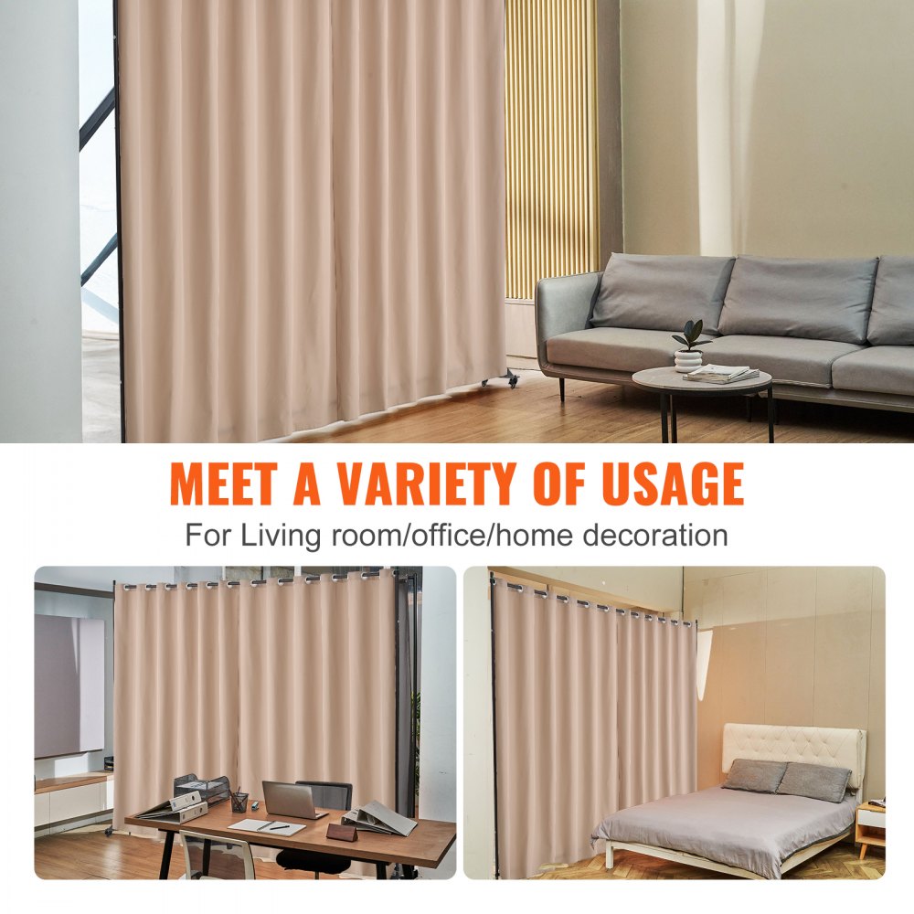 VEVOR Room Divider Portable Panel Room Divider with Wheels Privacy Screen Brown