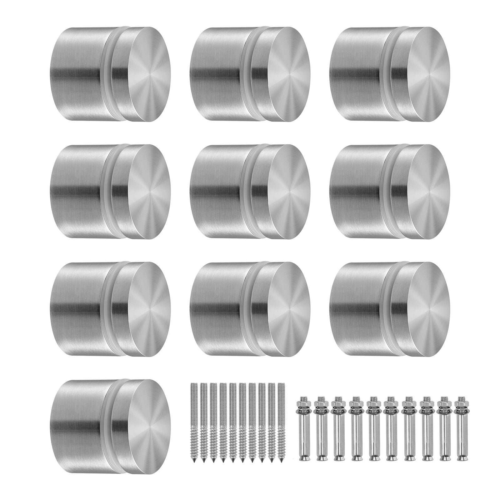 VEVOR Glass Clamp, 10 PCS Round Glass Railing Bracket for 0.31 "-0.62 " Tempered Glass, 316 Stainless Steel Glass Mounting Clamp, Glass Shelf Bracket for Balcony, Garden, Pool, Stair, Silver