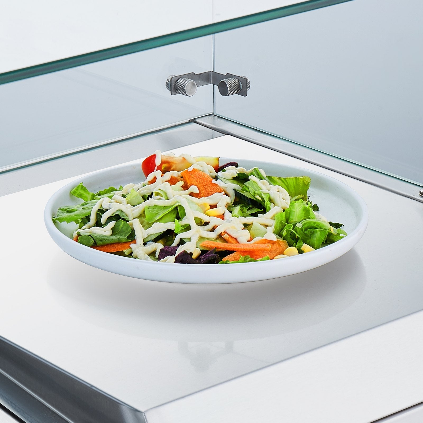 VEVOR Refrigerated Condiment Prep Station, 130 W Countertop Refrigerated Condiment Station, with 1 1/3 Pan & 4 1/6 Pans, 304 Stainless Body and PC Lid, Sandwich Prep Table with Glass Guard, ETL