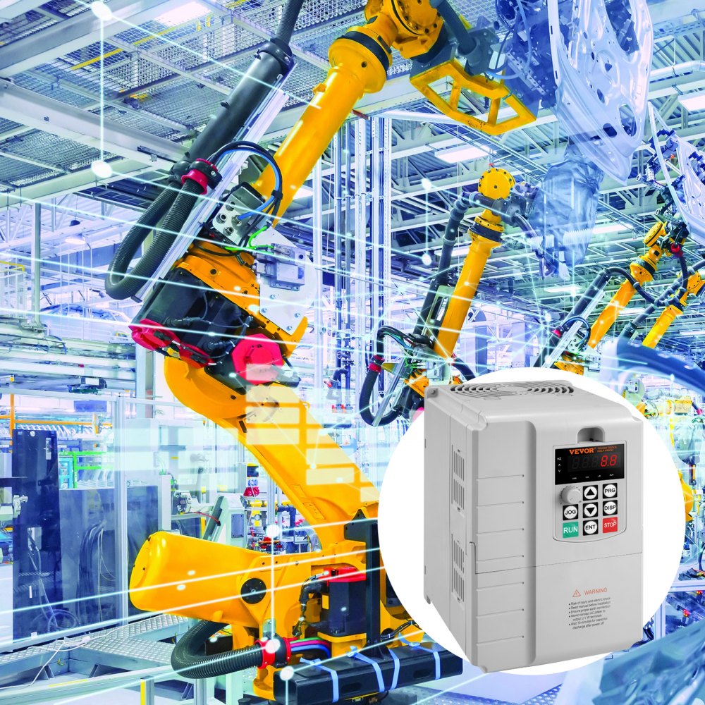 VEVOR VFD 10HP, 7.5KW, 34A, 1 Phase 220V-240V Input to 3 Phase 220V-240V Output Variable Frequency Drive, 0-400Hz VFD for AC Motor Speed Control