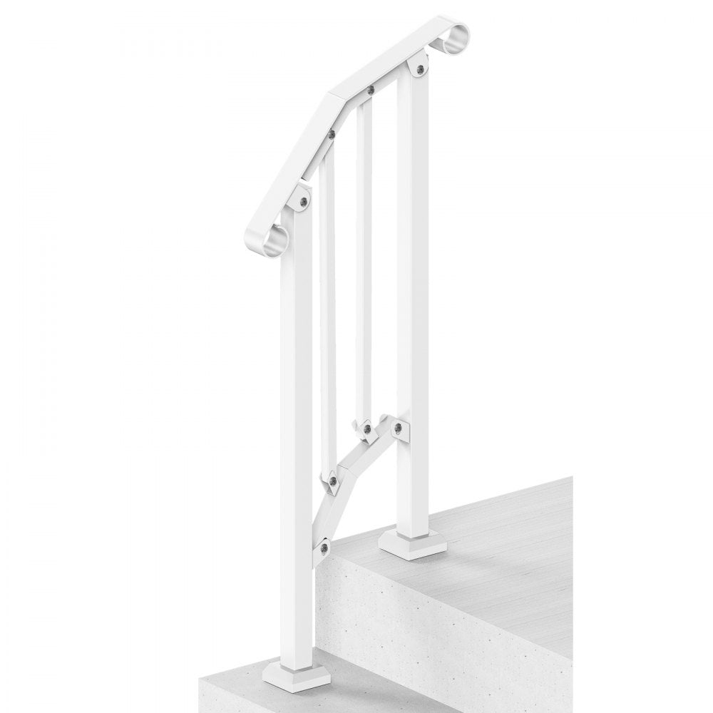 VEVOR 1-2 Step Handrails for Outdoor for Seniors Porch Deck Retro Arch White