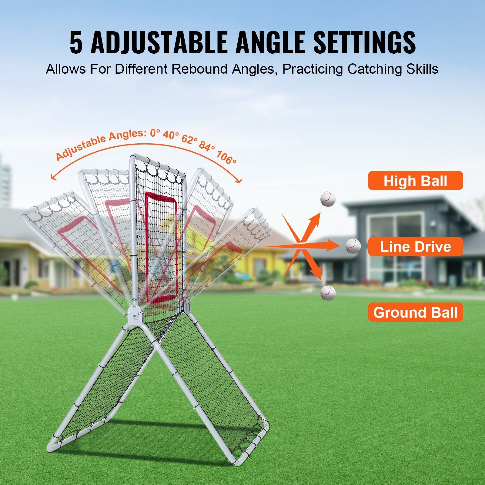 VEVOR Baseball And Softball Rebounder Net 3.5 x 6 ft 5 Adjustable Angles