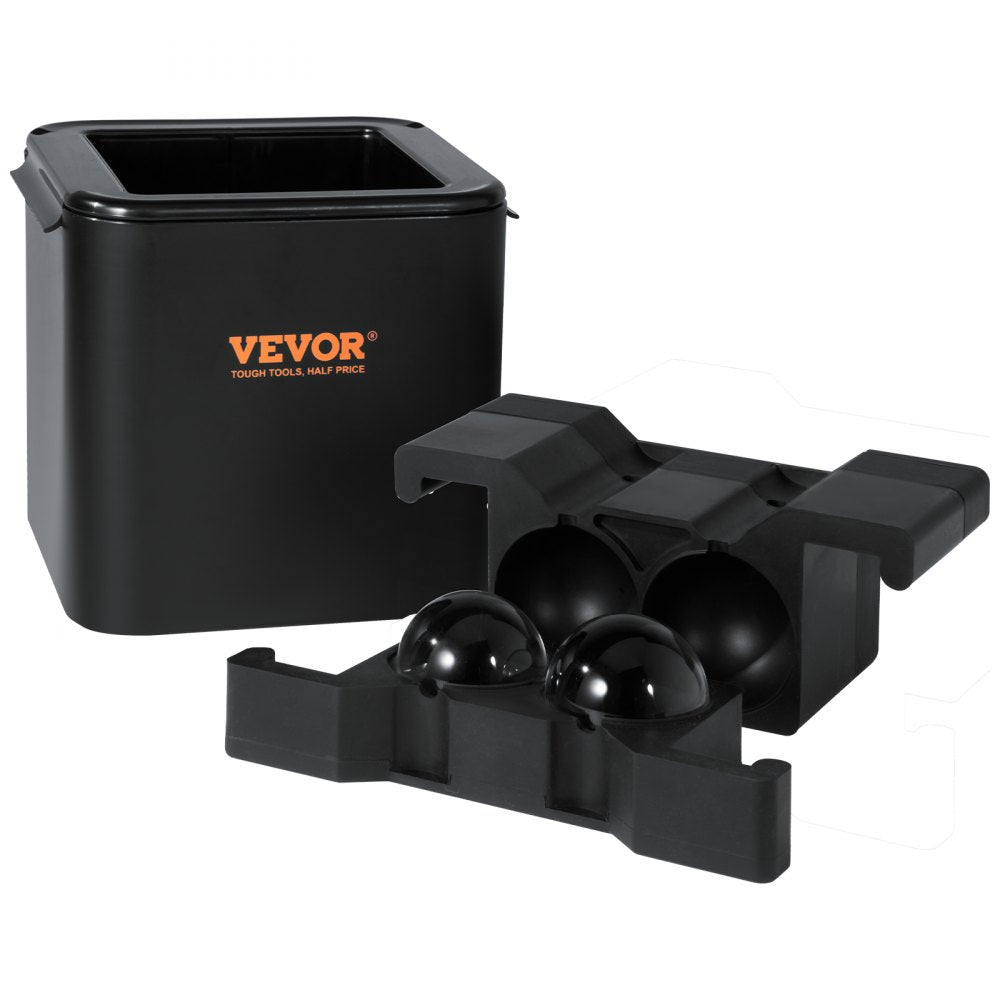 VEVOR Ice Ball Maker, Crystal Clear Ice Ball Maker 2.36inch Ice Sphere with Storage Bag and Ice Clamp, Round Clear Ice Cube 4-Cavity Ice Press Maker Whiskey Scotch Cocktail Brandy Bourbon