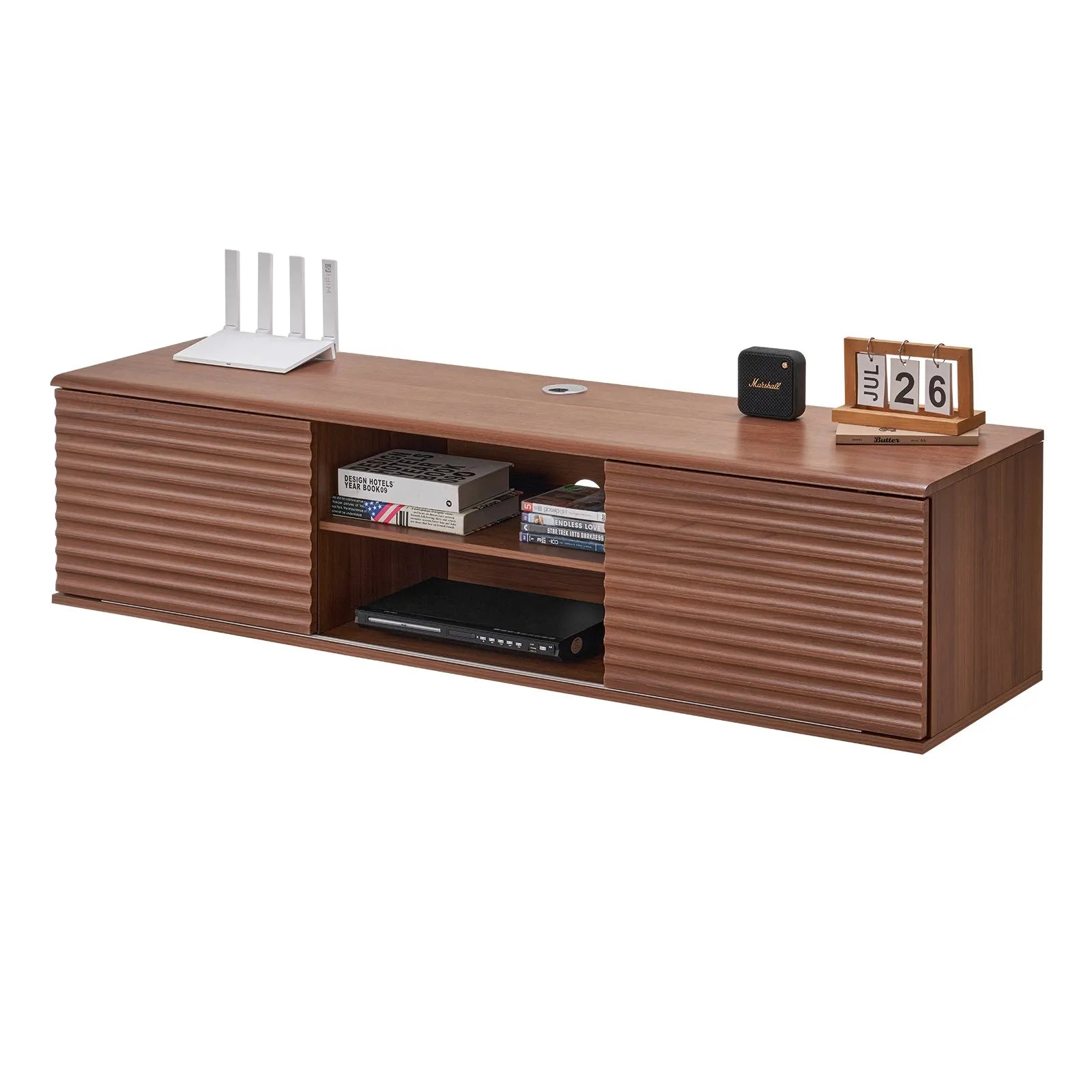 VEVOR Floating TV Stand 60" Entertainment Center Adjustable Shelf & Sliding Door