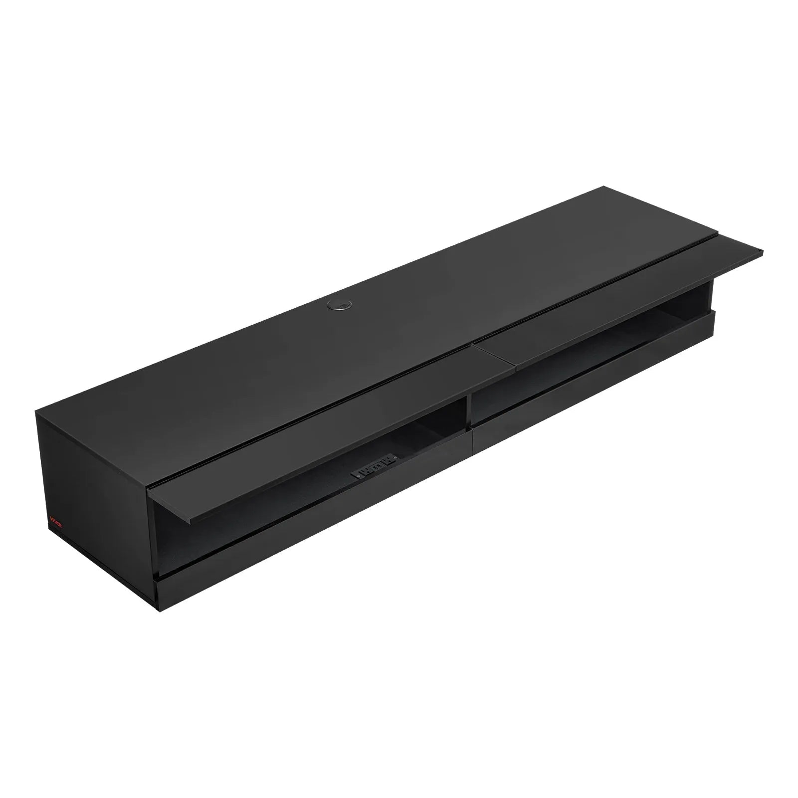 VEVOR Floating TV Stand 71" Entertainment Center Power Outlet & LED Light Black