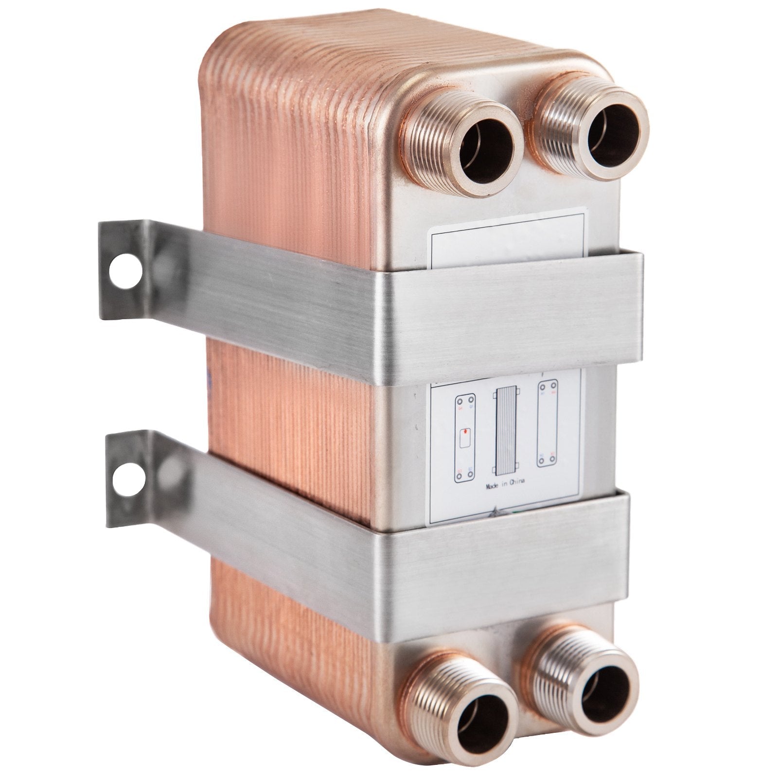 VEVOR Heat Exchanger 3"x7.5" 40 Plates Brazed Plate Heat Exchanger 316L 3/4" MPT Heat Exchanger B3-12A Beer Wort Chiller for Hydronic Heating