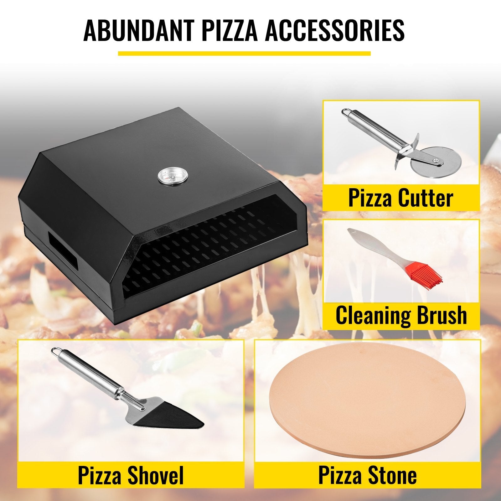 VEVOR Pizza Oven Kit,Stainless Steel Portable Pizza Oven for Gas, Pizza Oven Set with Professional Pizza Baking Tools Including 12\" Cordierite Pizza Stone, Pizza Shovel, Pizza Cutter, Thermometer.