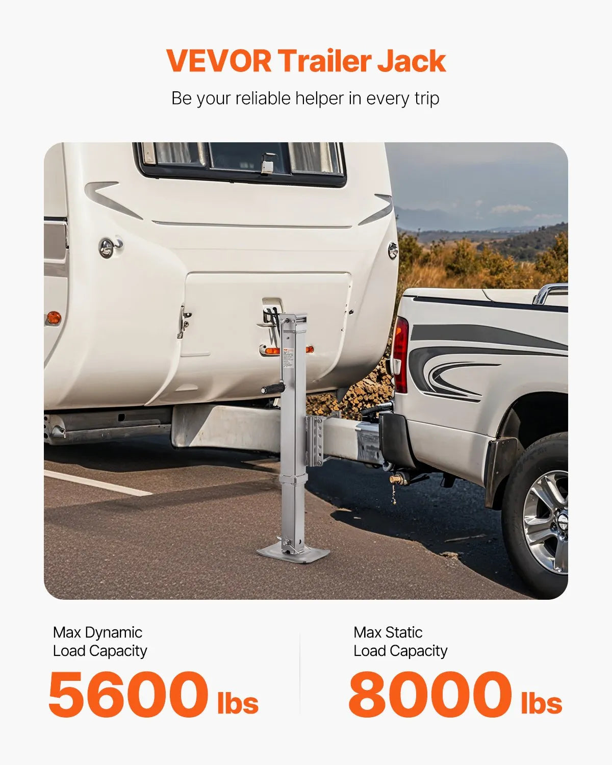 VEVOR Trailer Jack Bolt-on Trailer Tongue Jack 8000 lbs Static Load 28.5" Travel