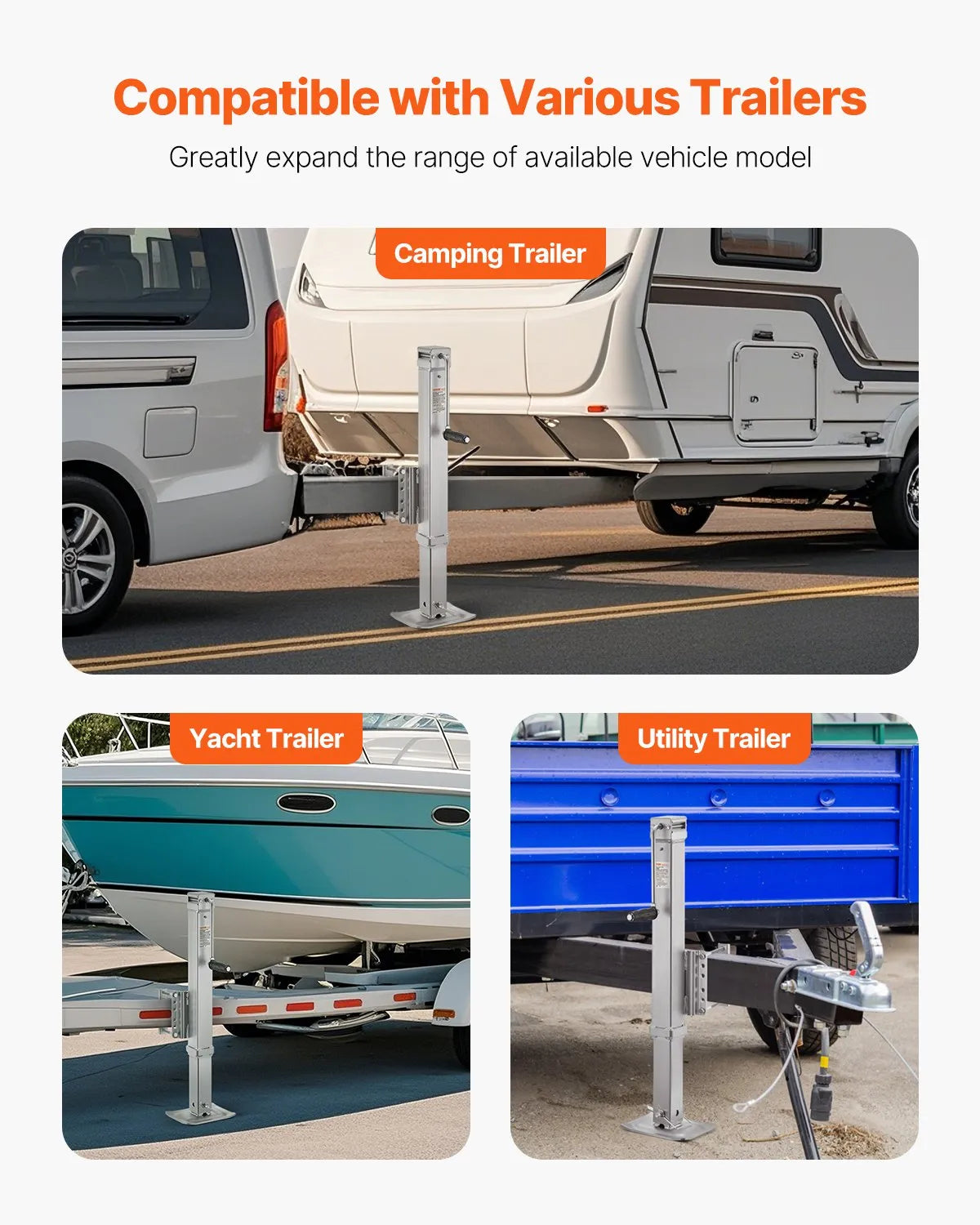 VEVOR Trailer Jack Bolt-on Trailer Tongue Jack 8000 lbs Static Load 28.5" Travel