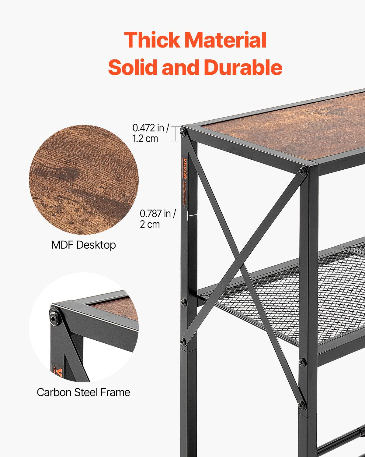 VEVOR Narrow Console Sofa Table Couch Table 3-Tier for Entryway & Living Room