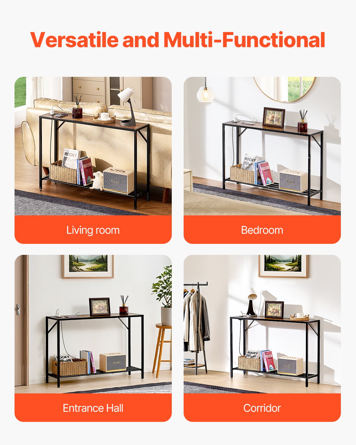 VEVOR Narrow Console Sofa Table Couch Table 41.7 in for Entryway & Living Room