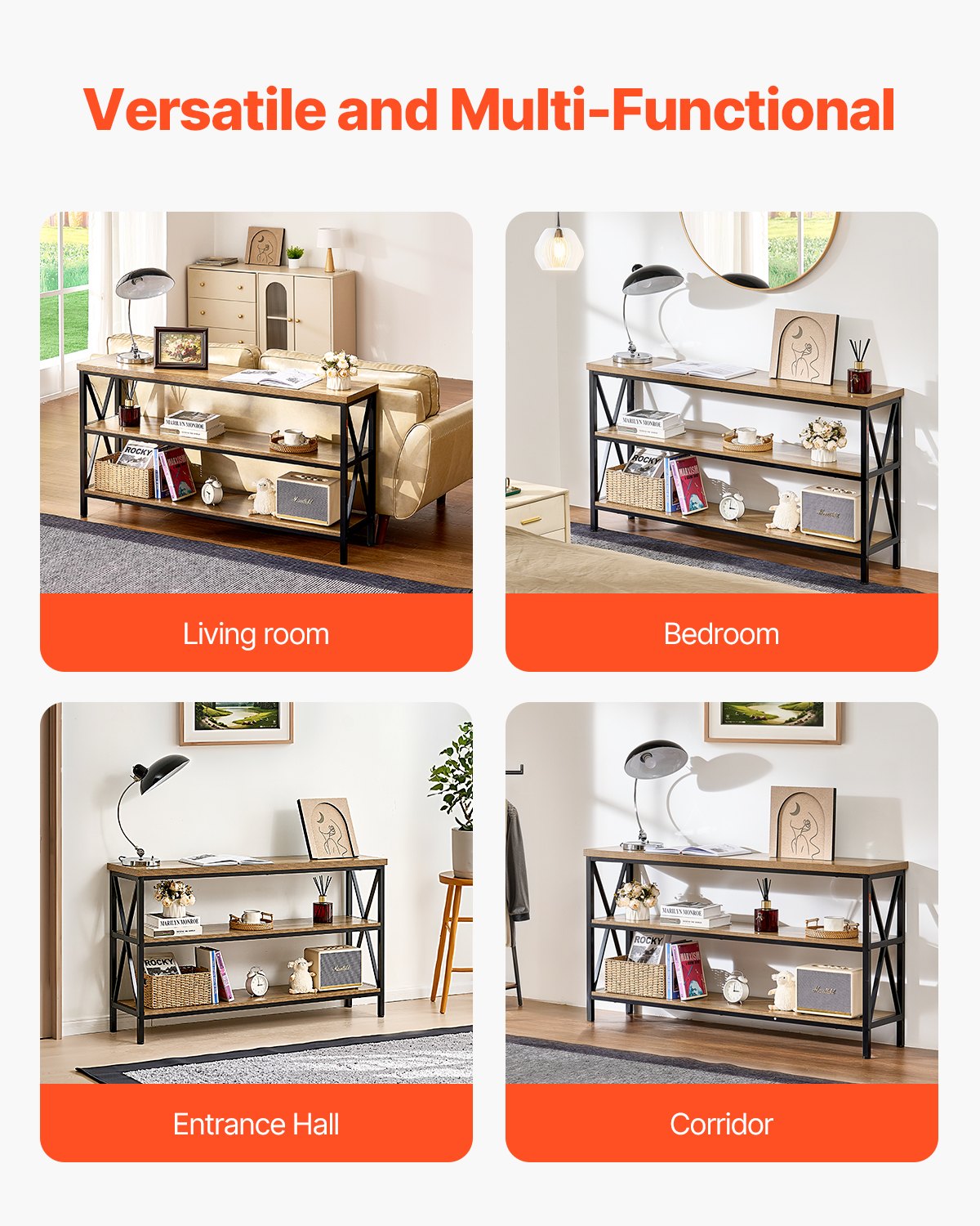 VEVOR Narrow Console Sofa Table Couch Table 55.1 in for Entryway & Living Room