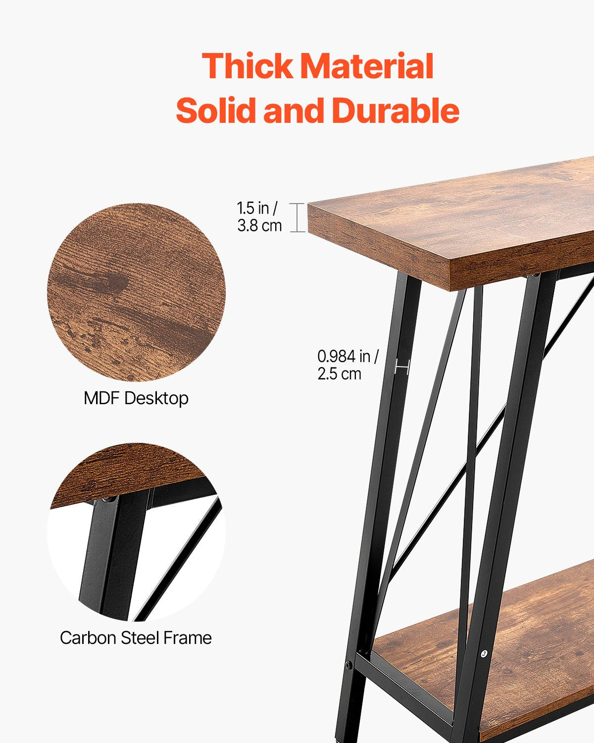 VEVOR Narrow Console Sofa Table Couch Table 2-Tier for Entryway & Living Room