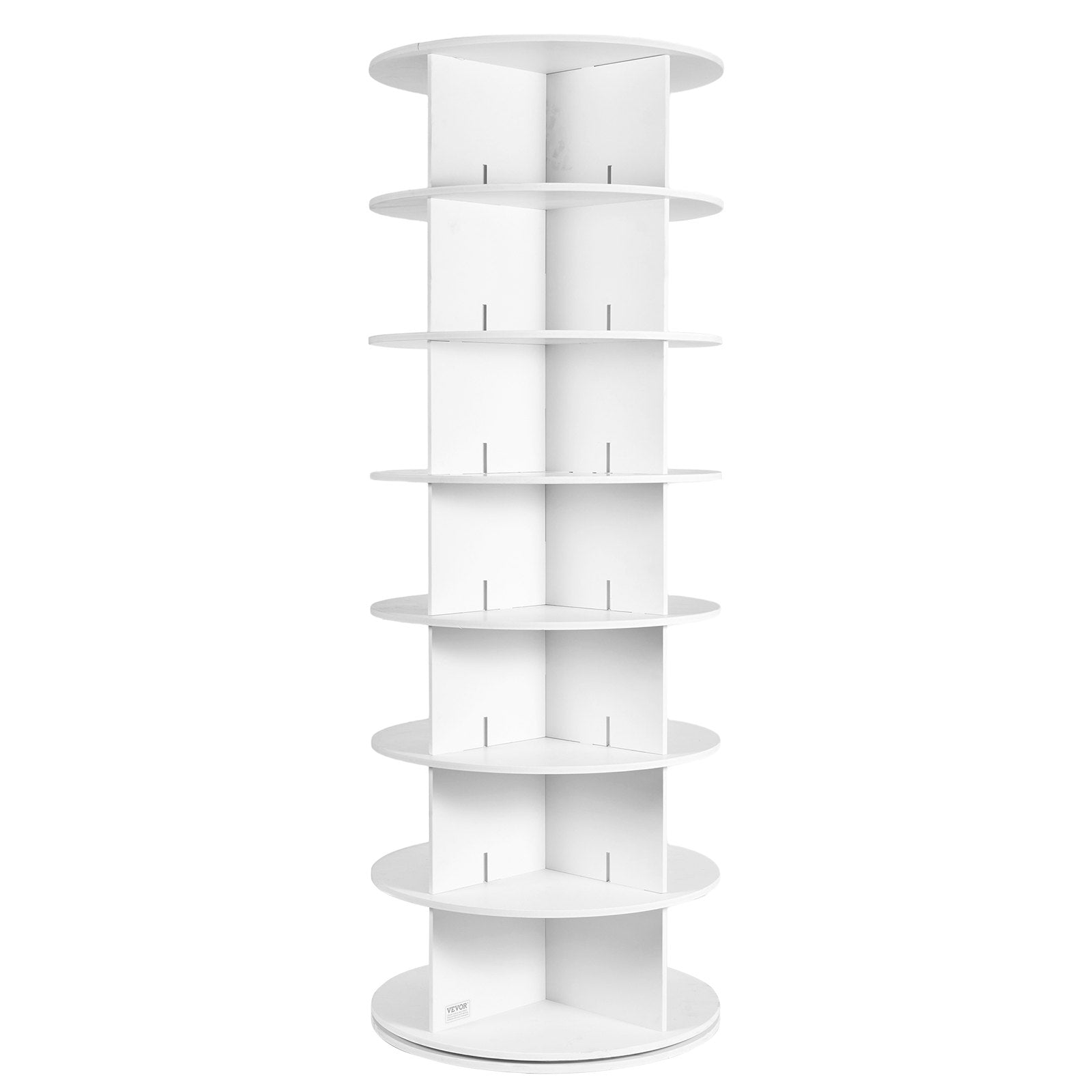 VEVOR 7-Tier Rotating Shoe Rack Tower 360° Spinning Shoe Display Carousel White