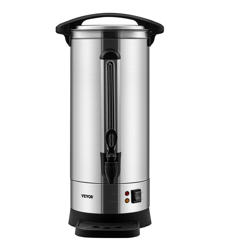 VEVOR Commercial Coffee Urn, 110 Cups Stainless Steel Large Coffee Dispenser, 1500W 110V Electric Coffee Maker Urn For Quick Brewing, Hot Water Urn with Detachable Power Cord for Easy Cleaning, Silver