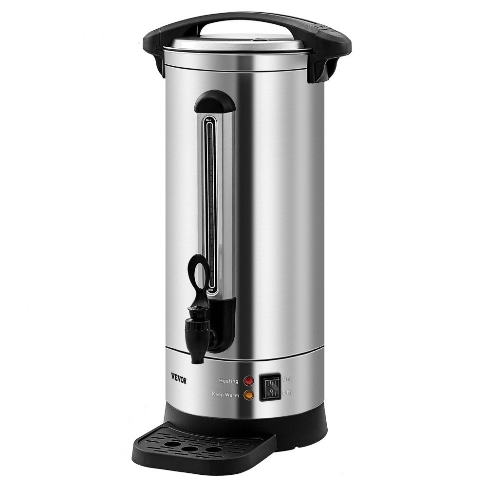 VEVOR Commercial Coffee Urn, 110 Cups Stainless Steel Large Coffee Dispenser, 1500W 110V Electric Coffee Maker Urn For Quick Brewing, Hot Water Urn with Detachable Power Cord for Easy Cleaning, Silver