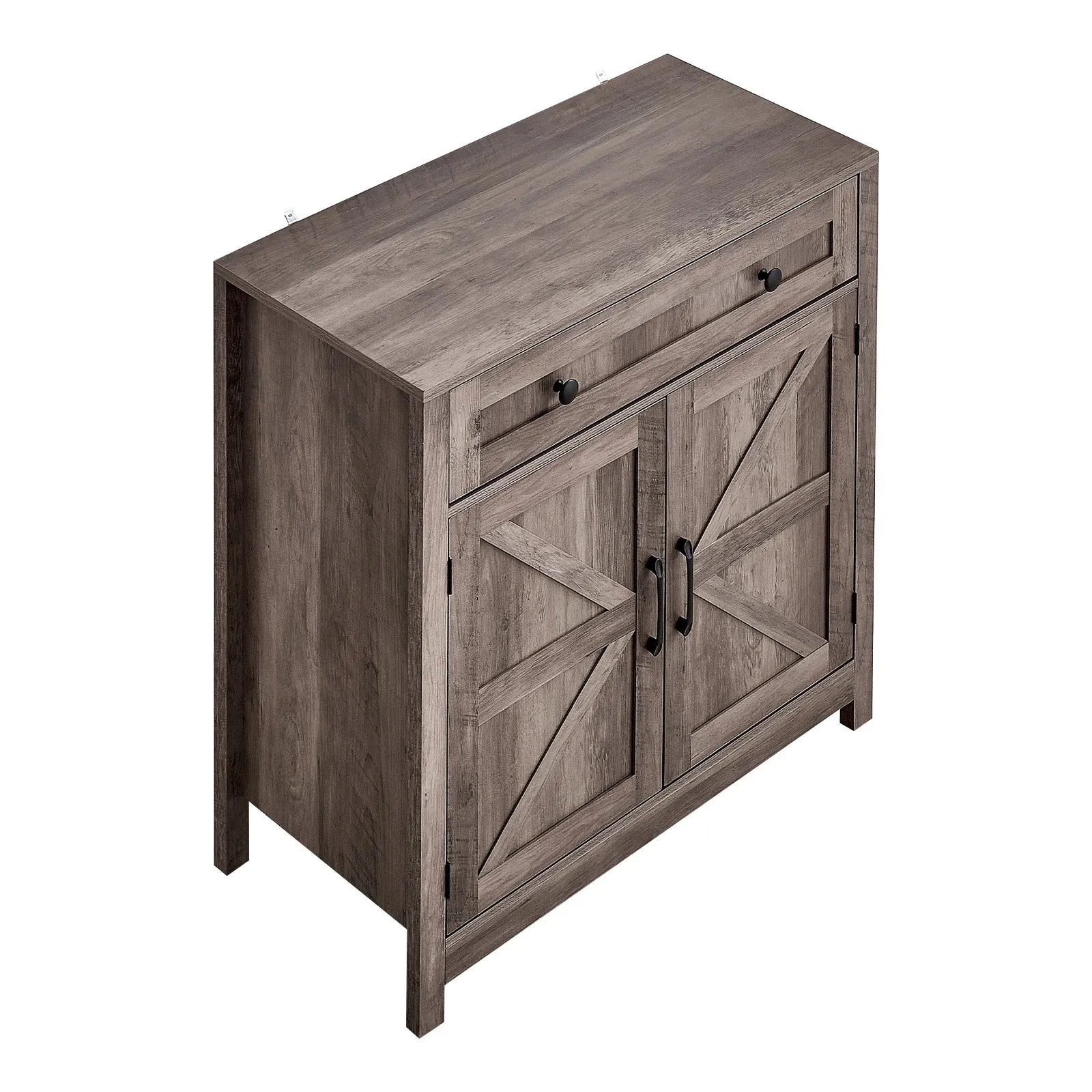 VEVOR Coffee Bar Cabinet with Drawer & Barn Doors – Farmhouse Buffet Storage Cabinet, Grey