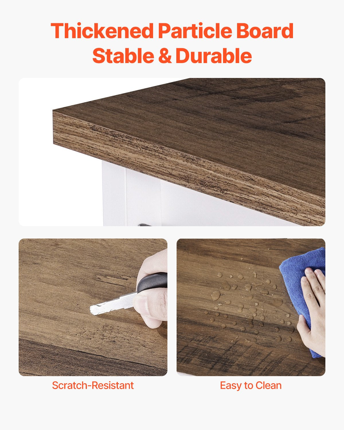 VEVOR Coffee Bar Cabinet 3-Tier Coffee Bar Table with Barn Doors Brown White